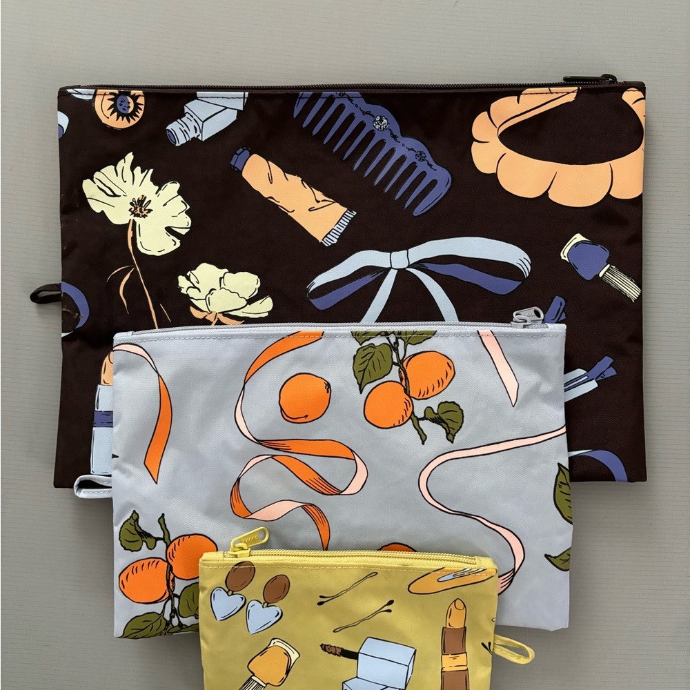 Floral and Fruit Print Pouches Set